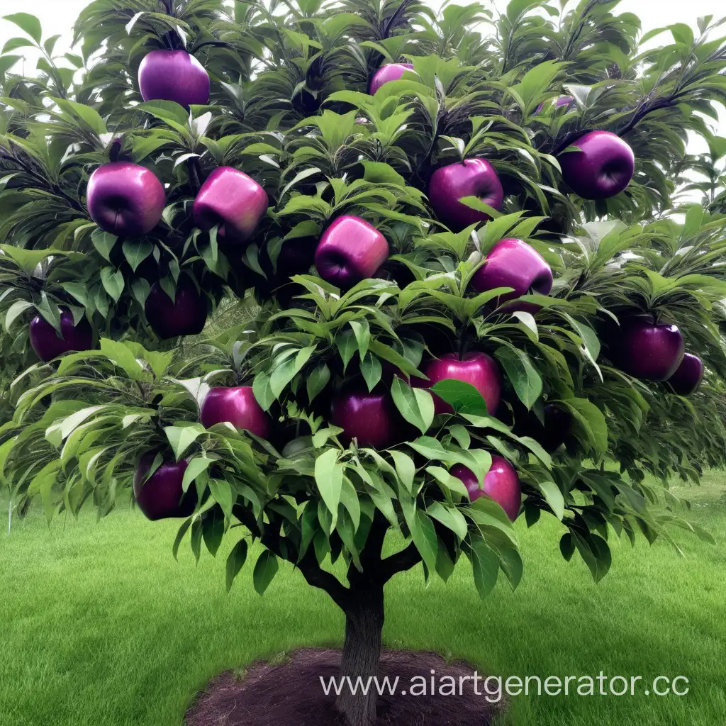 Lush-Apple-Tree-Laden-with-Plump-Purple-Apples