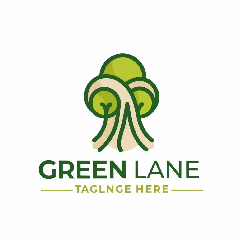 logo, an avenue of trees, with the text "green lane", typography, be used in Travel industry