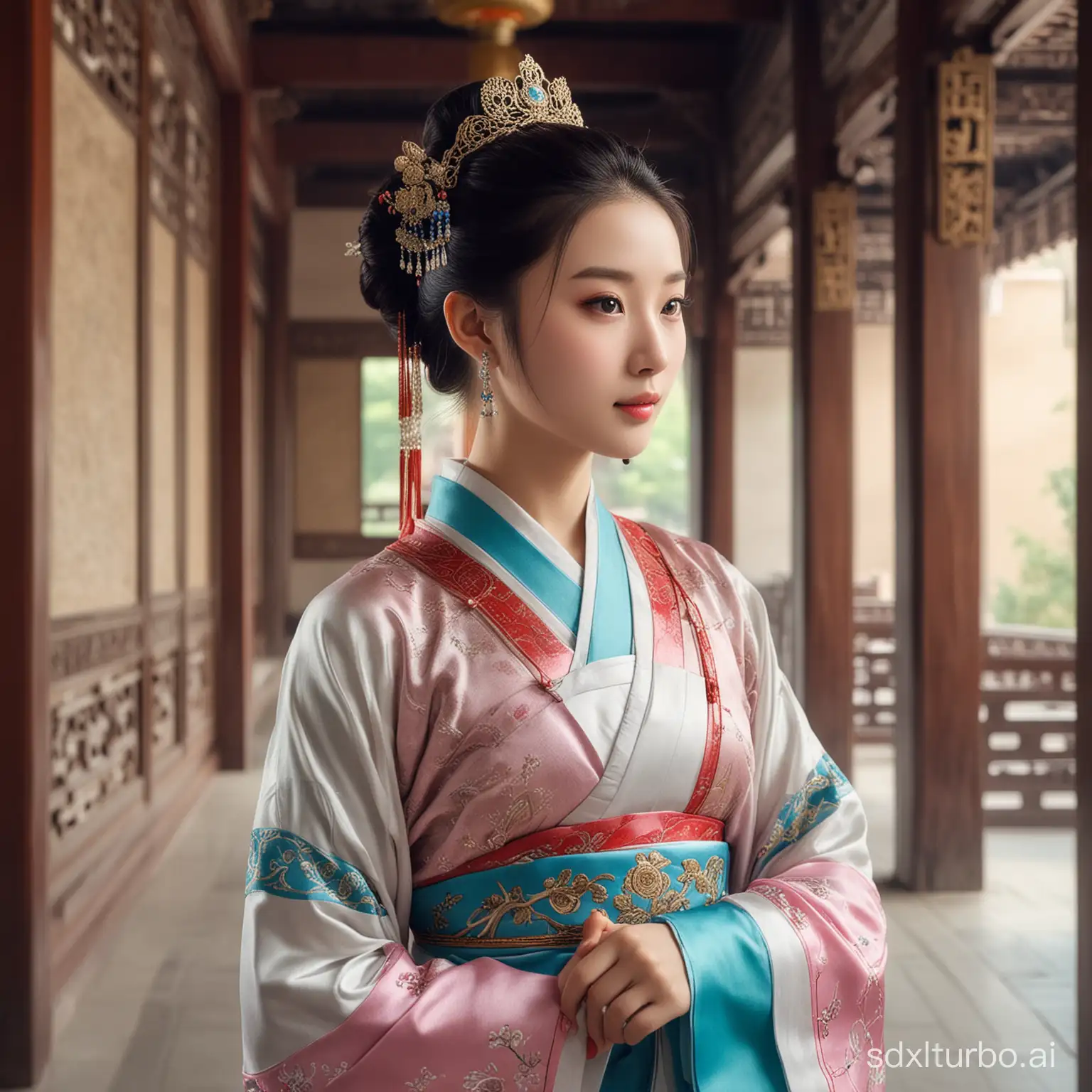 A beautiful ancient Chinese girl in a palace