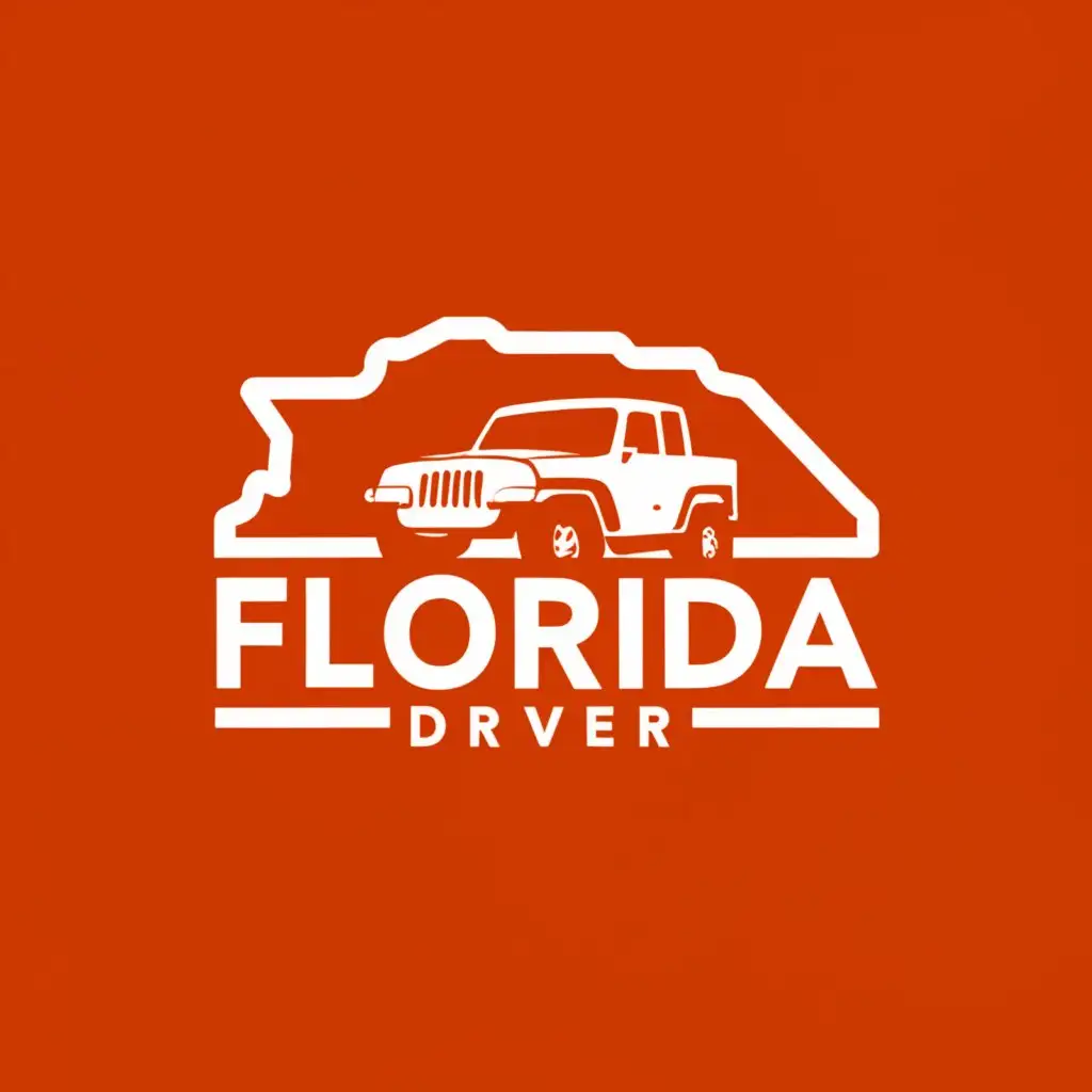 a logo design,with the text "Florida Driver", main symbol:Florida and a jeep,Moderate,be used in Travel industry,clear background