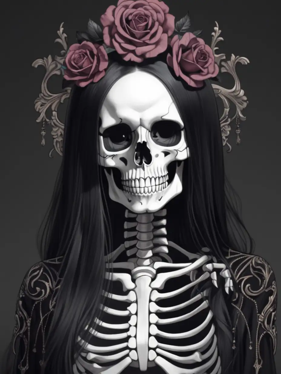 attractive feminine skeleton, gothic aesthetic