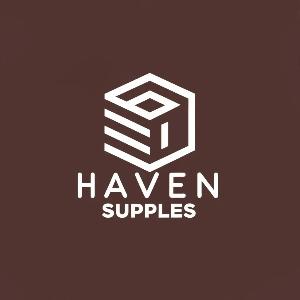 a logo design,with the text "Haven Supplies", main symbol:box,Minimalistic,be used in Events industry,clear background