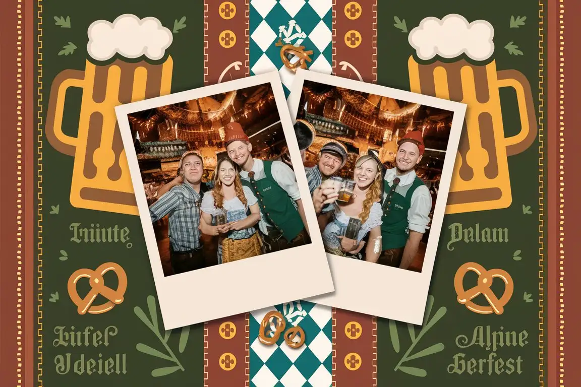 Cheerful Oktoberfest Celebration with Traditional Costumes and Bavarian Motifs