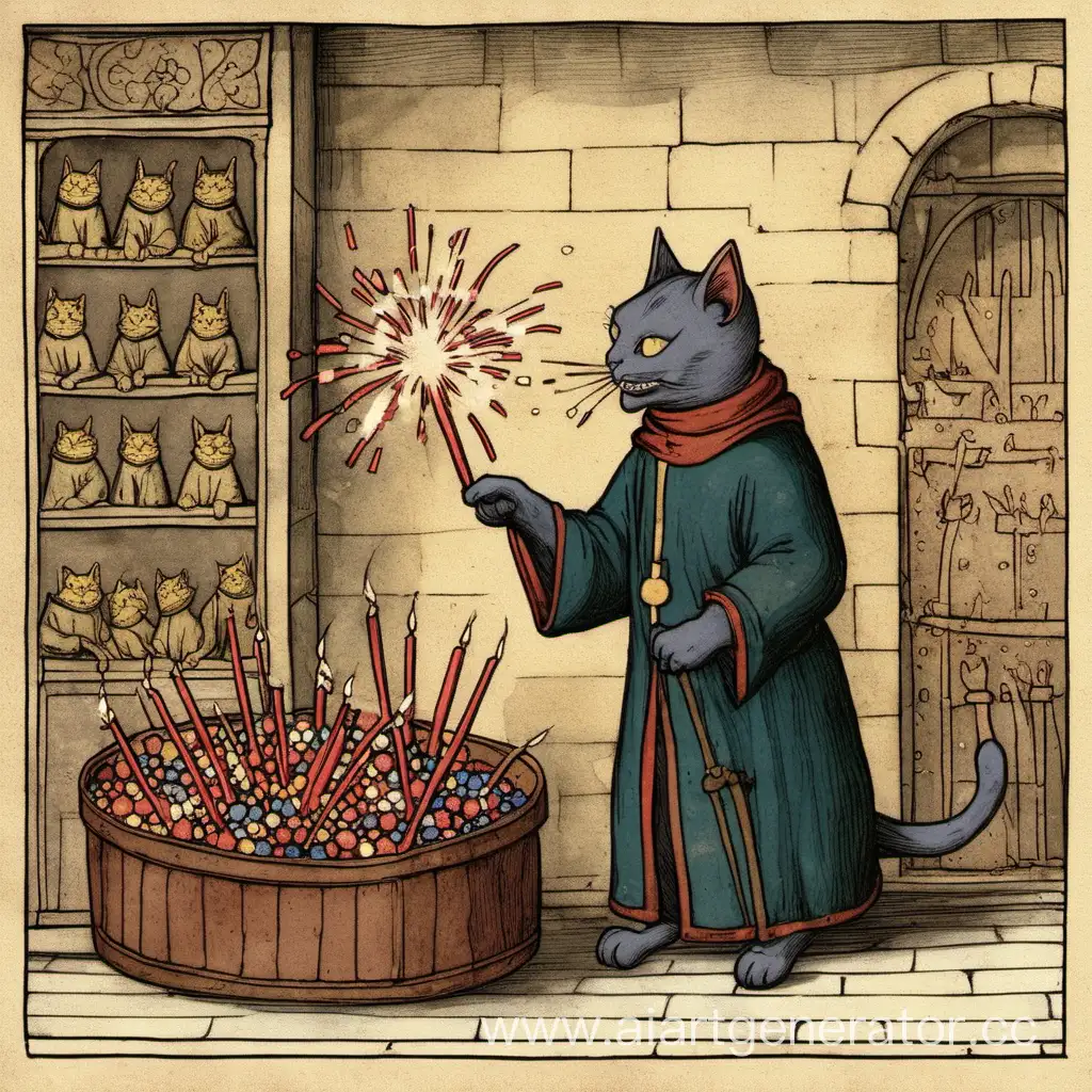 Medieval-Cat-Firework-Dealer-Whiskered-Pyrotechnics-of-the-Middle-Ages