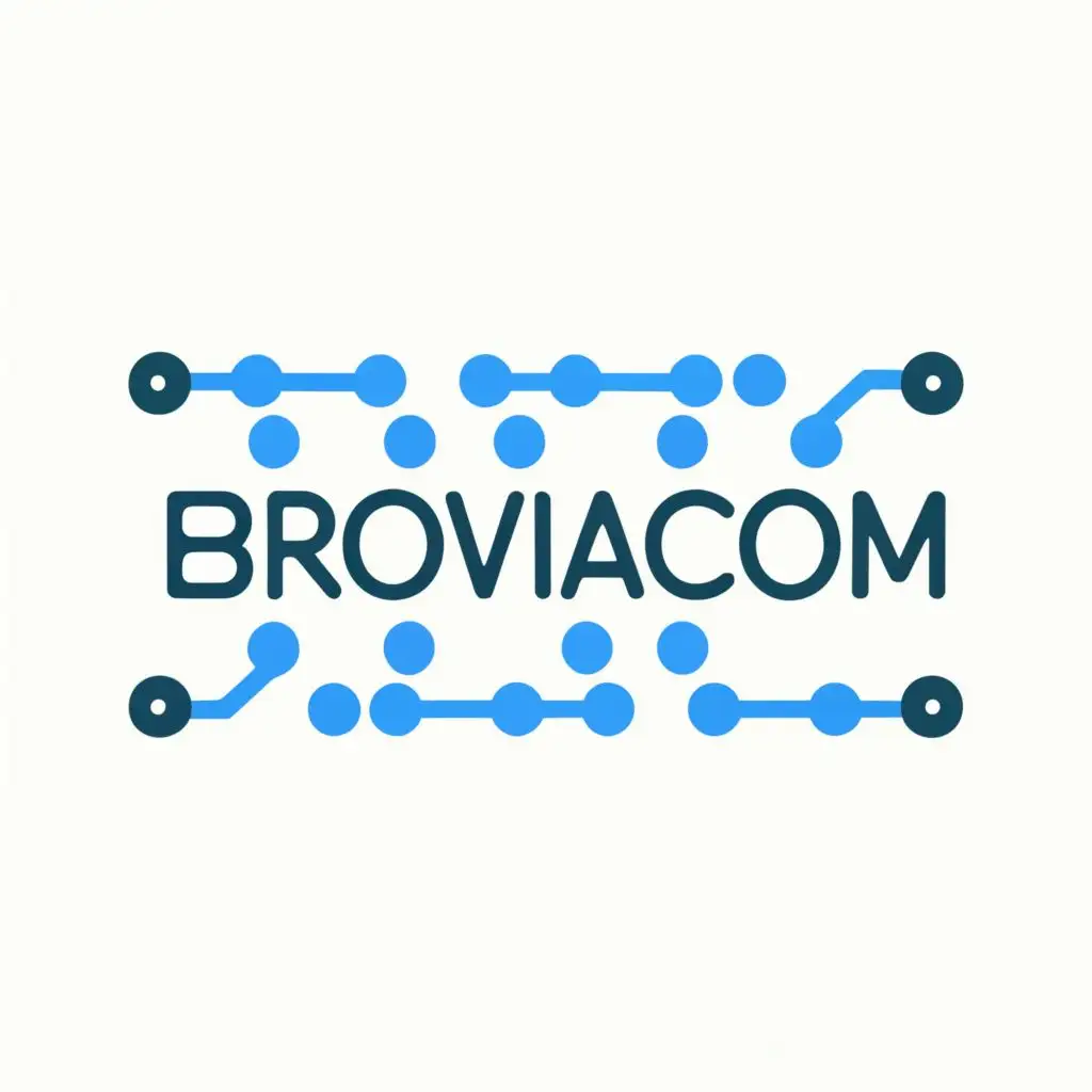 logo, circuit board with transparent background blue white palette, with the text "BROVIACOM", typography, be used in Technology industry