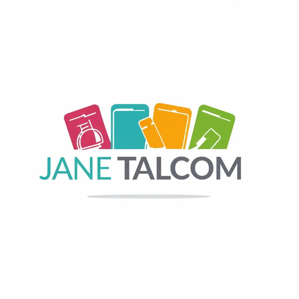 logo, phones, with the text "Jane
Talacom
", typography, be used in Education industry