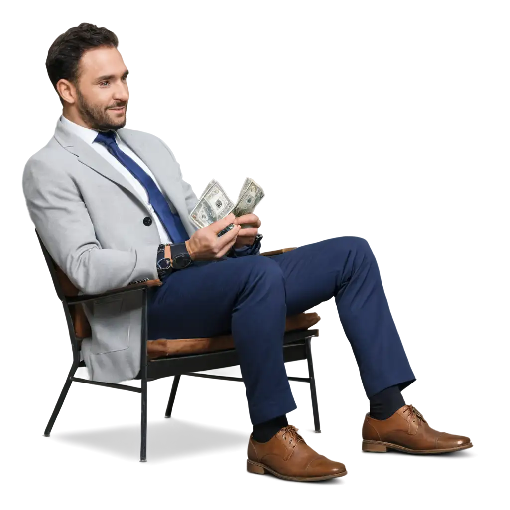 PNG-Image-The-Essence-of-Success-A-Man-Seated-with-Money