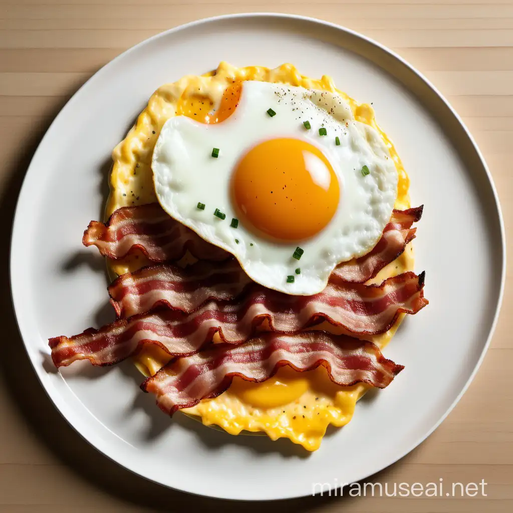 "Sunshine on a Plate: A Hearty Morning Delight with Crispy Bacon, Melty Cheese, and a Perfect Egg"