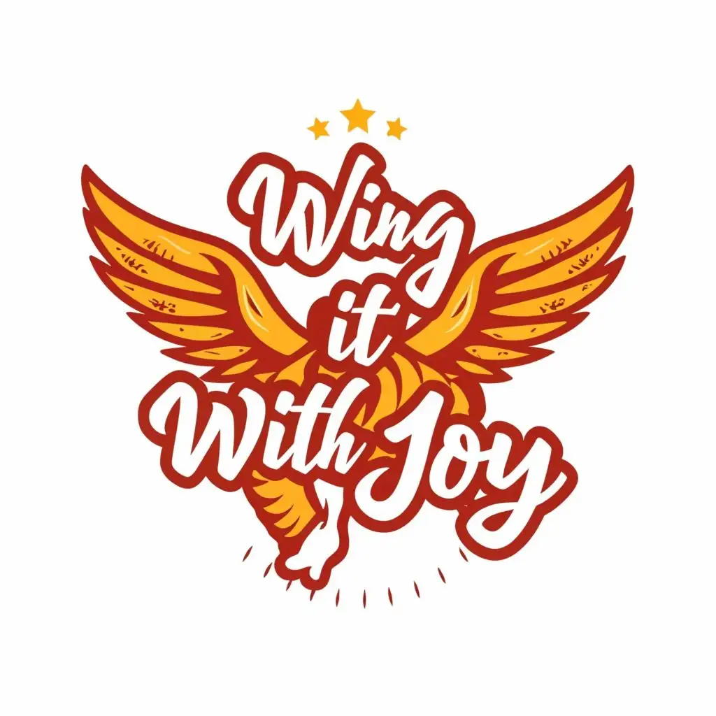 logo, chicken wings, hot wings, with the text "Wing It With Joy", typography, be used in Restaurant industry