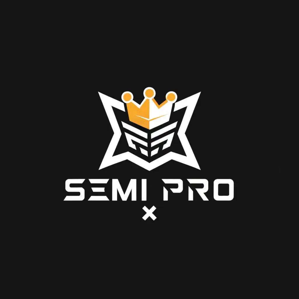 a logo design,with the text "Semi Pro 👑", main symbol:Gameplays Roblox 👑,Minimalistic,be used in Technology industry,clear background
