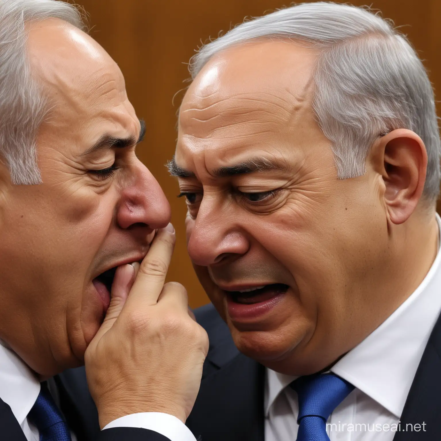 israeli prime minister benjamin netanyahu crying loudly