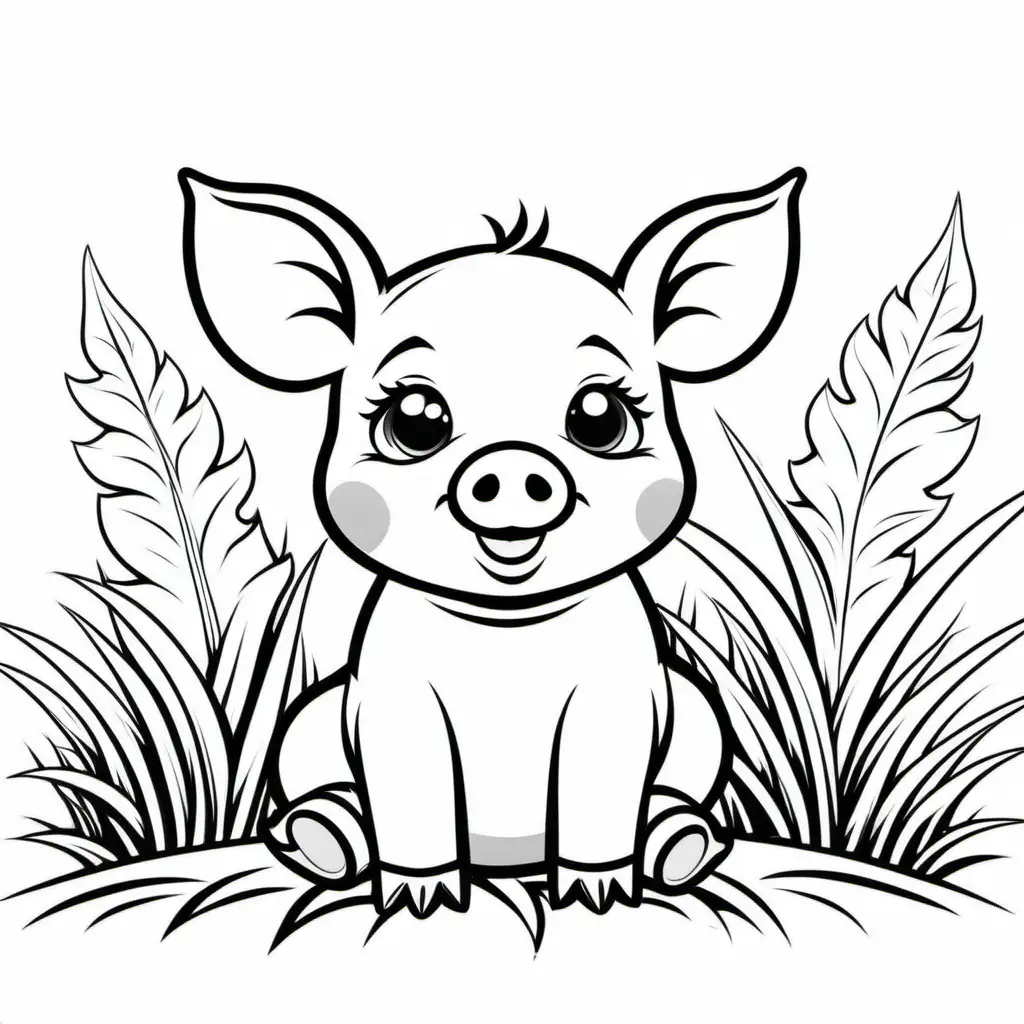 Adorable-Baby-Pig-Coloring-Page-for-Kids-Simple-Line-Art-on-White-Background