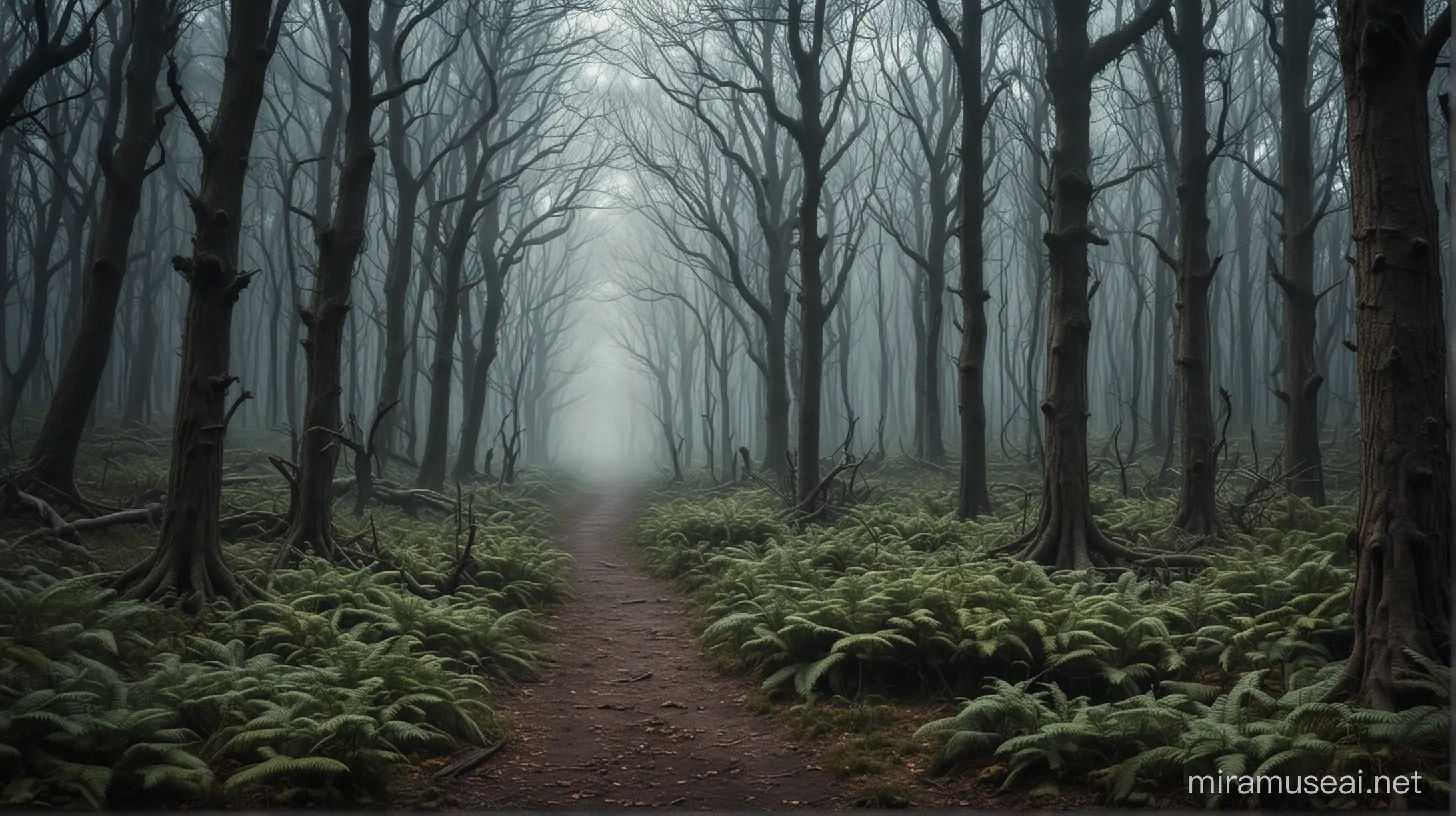 Enchanted Forest Setting with Eerie Atmosphere