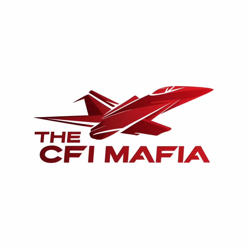 a logo design,with the text "The CFI Mafia", main symbol:fighter jet,Minimalistic,clear background, red