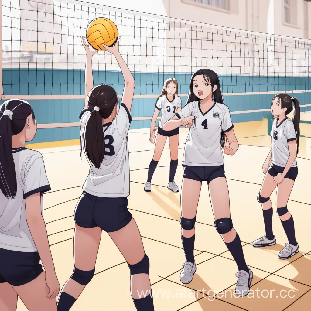 Girls-Playing-Volleyball-at-School