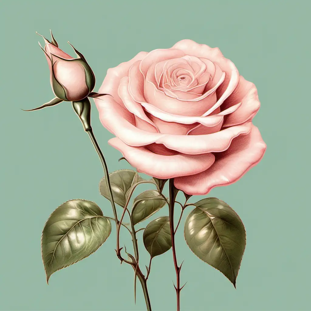 Charming Vintageinspired Rose Illustration in Soft Pastel Colors