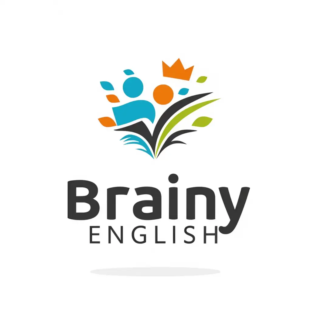 a logo design,with the text 'Brainy English', main symbol:communication, growing leader, care,Moderate,clear background