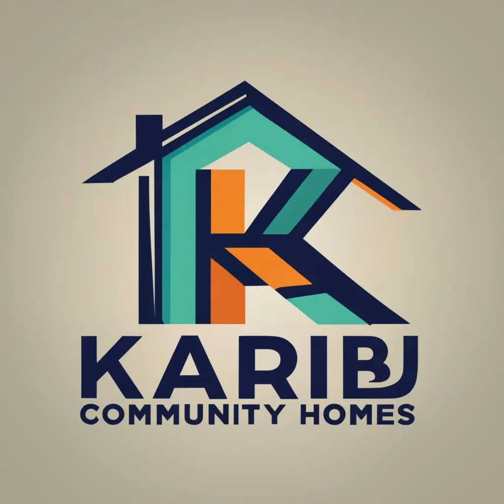 logo, K letter looking like a house, with the text "Karibu Community Homes", typography, be used in Nonprofit industry