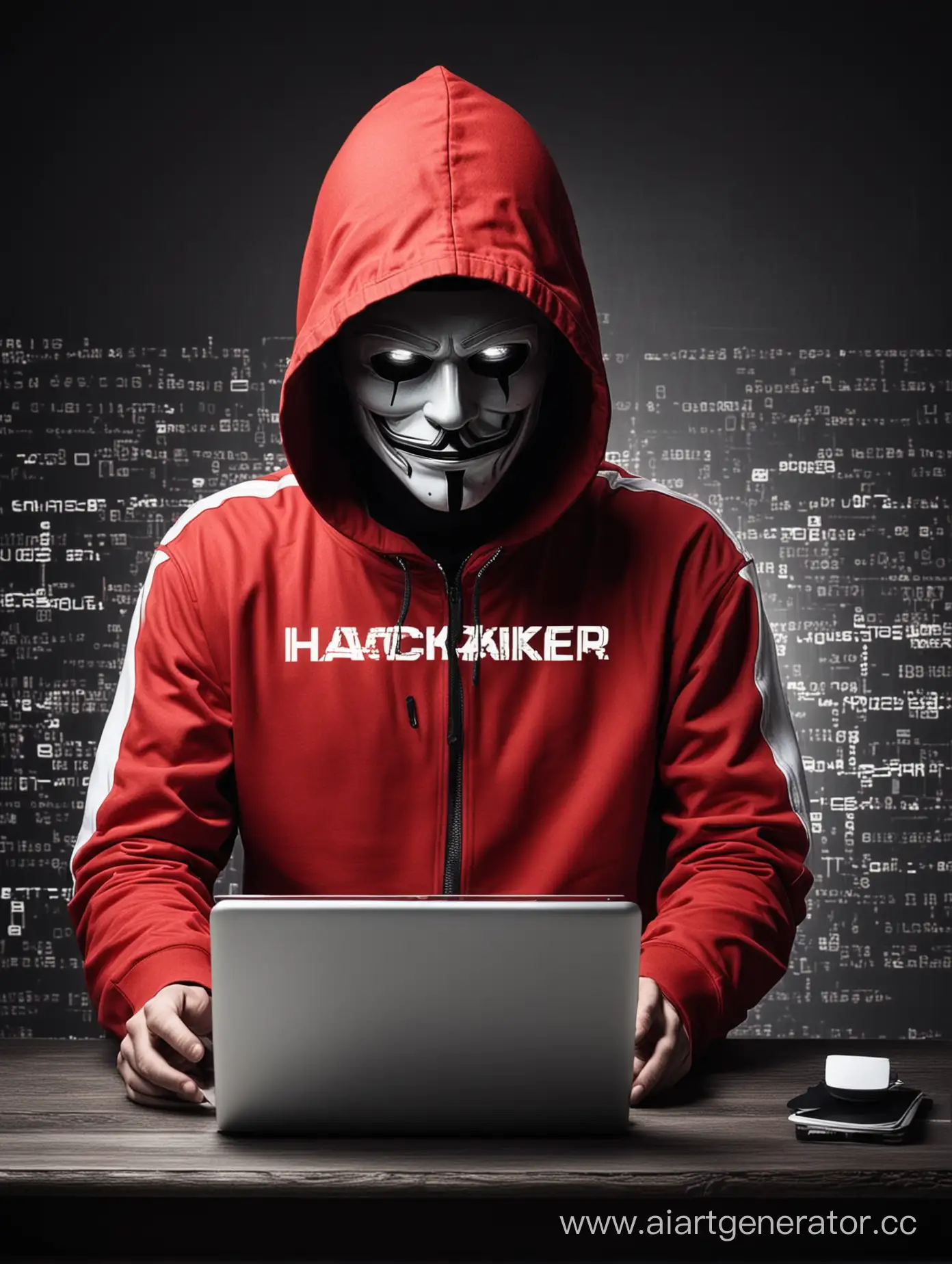 Hacker, red and white colors