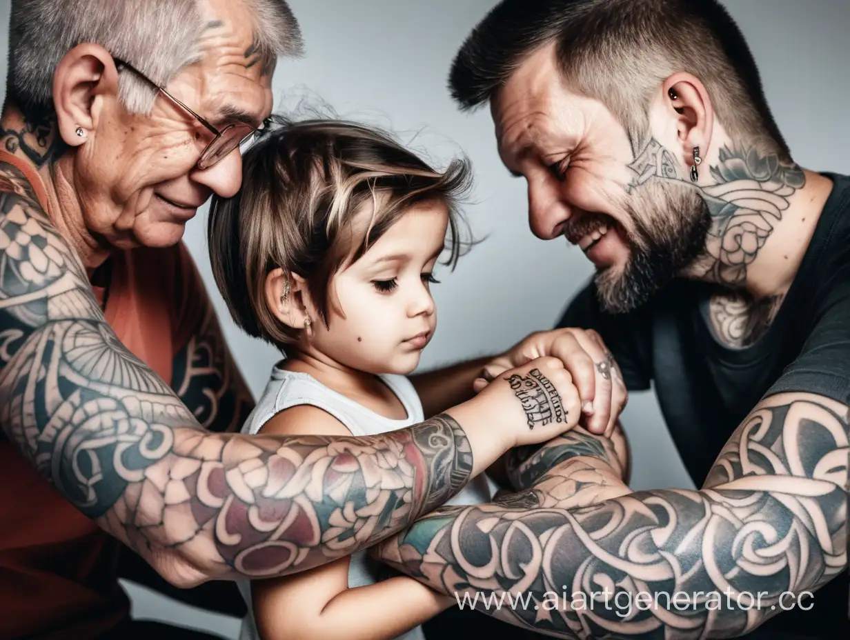 Emotionally-Bonded-Family-Sharing-Tattoo-Moments
