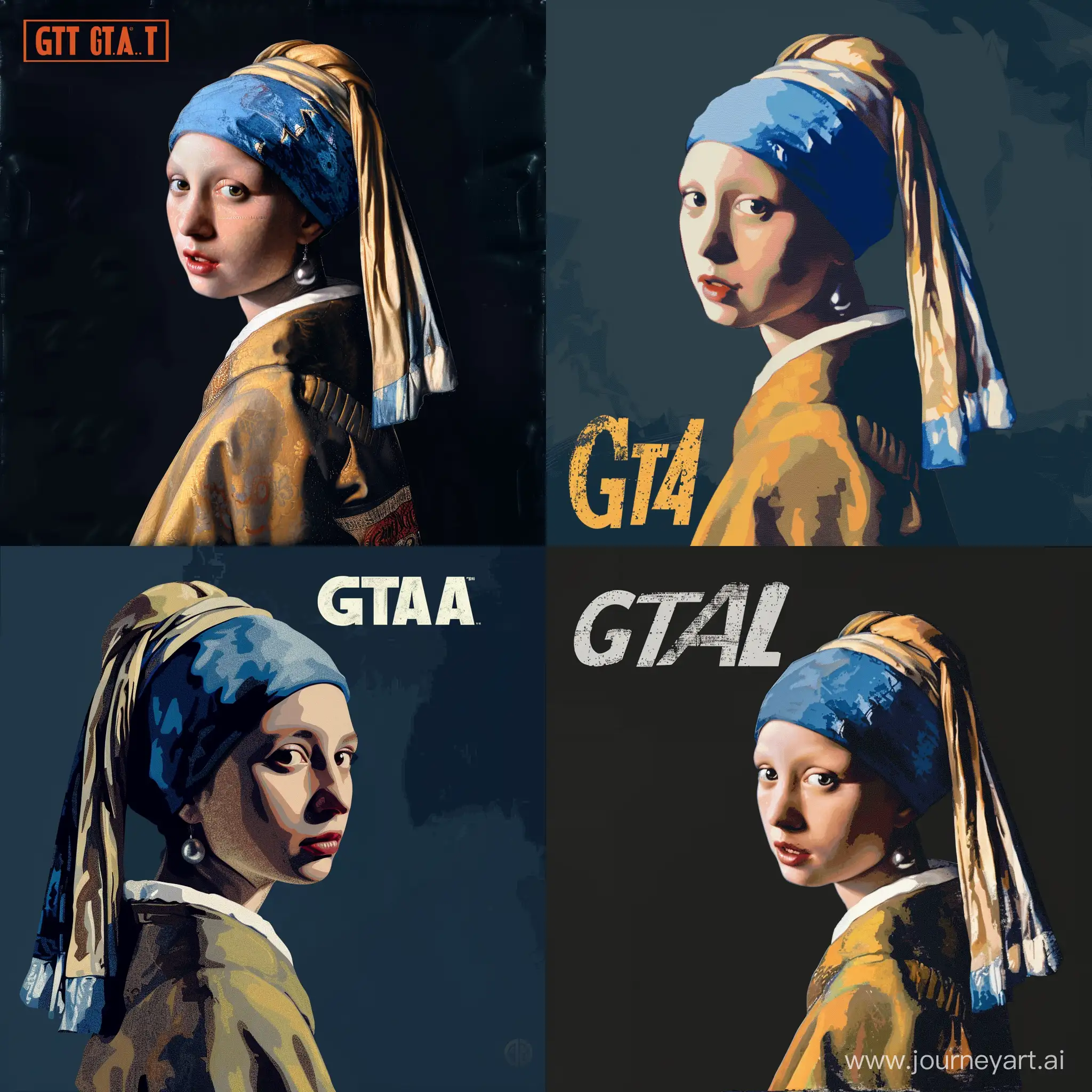 Vermeers-Girl-with-Pearl-Earring-in-GTA-Style-Poster