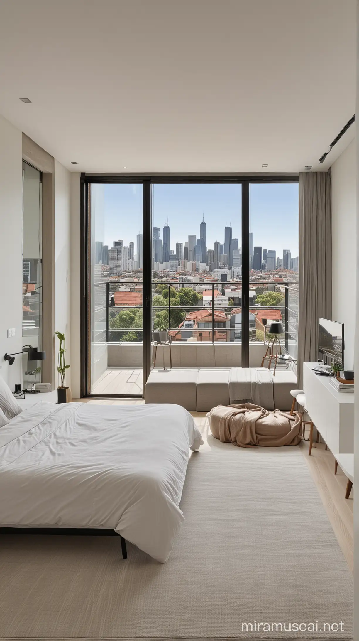 Urban View Minimalist Apartment Master Bedroom