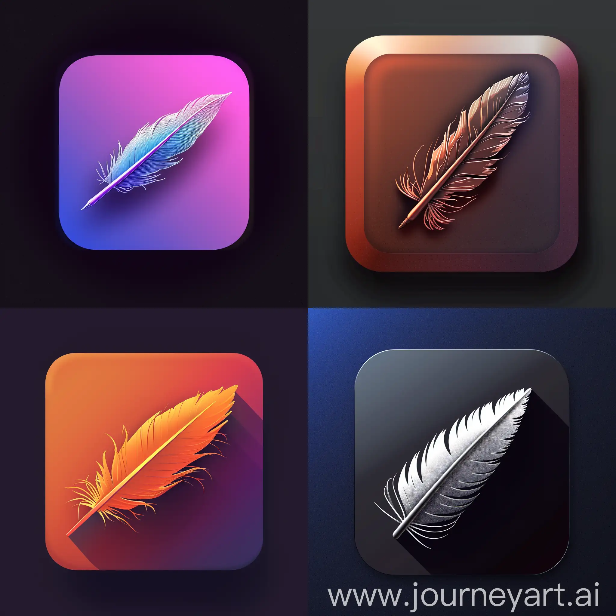 A square app icon with round edges, a quill, minimal background.