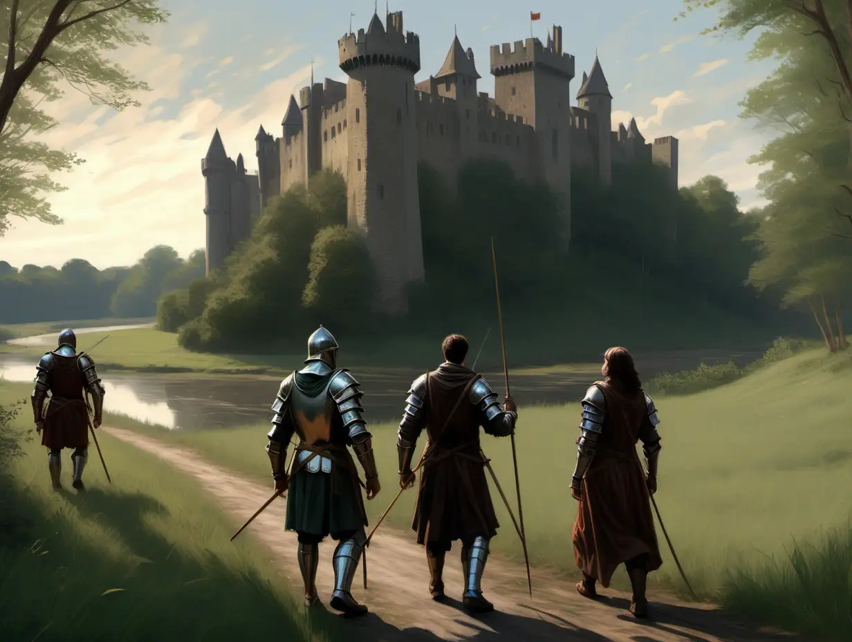 Medieval Castle Adventure Group Crossing Meadow