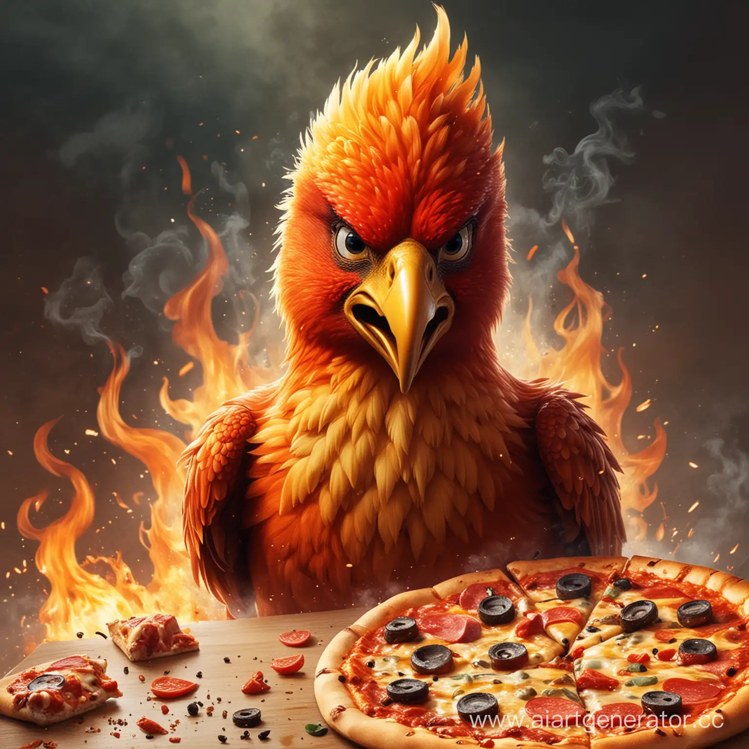 Fierce-Firebird-Feasting-on-Spicy-Pizza