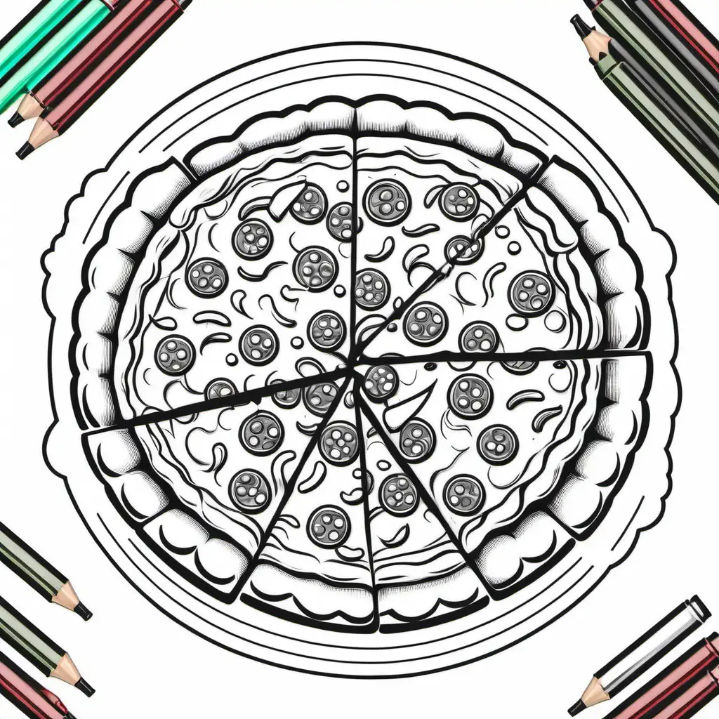 Pagina de colorat cu o pizza