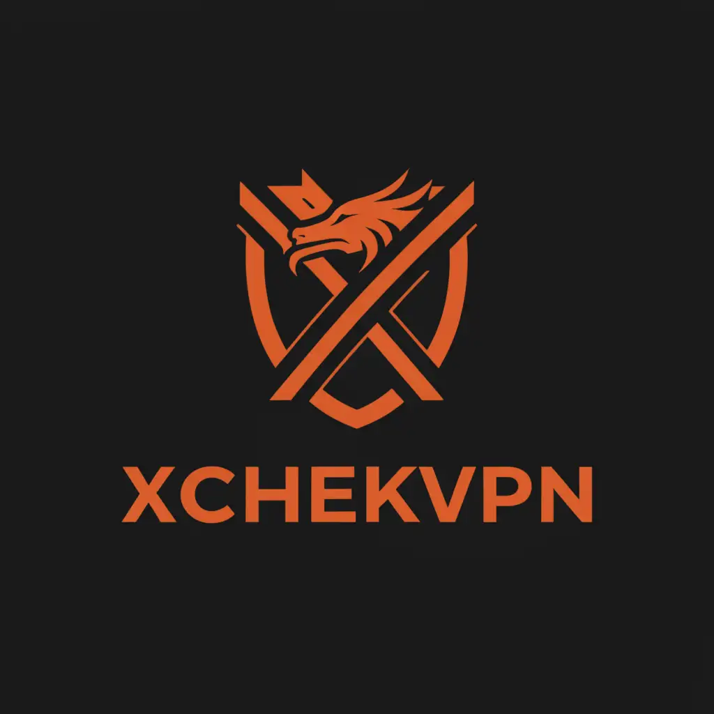 a logo design,with the text "XchekVPN", main symbol:A red dragon with a shield on a black background for VPN,Minimalistic,be used in Internet industry,clear background
