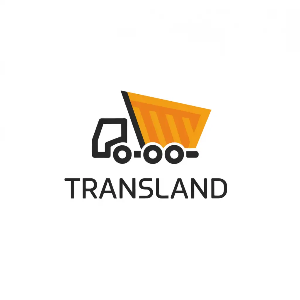 LOGO-Design-For-Transland-Bold-Typography-with-Dump-Truck-Symbol-for-Construction-Industry