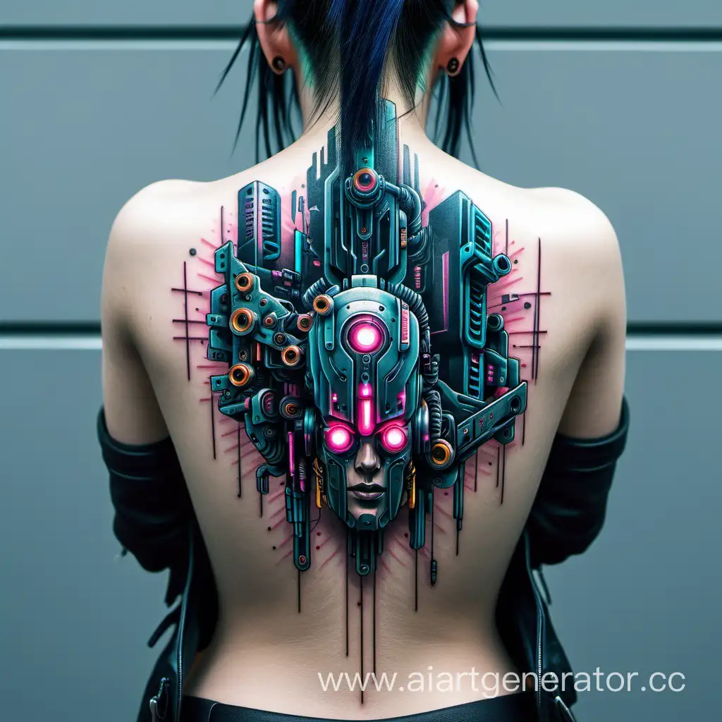 cyberpunk back tattoo
