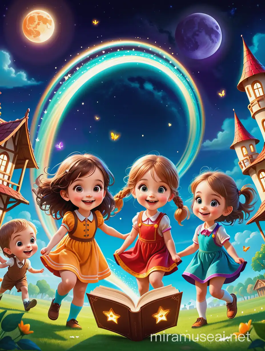 Joyful Children Having Magical Fun KidFriendly Book Cover Design