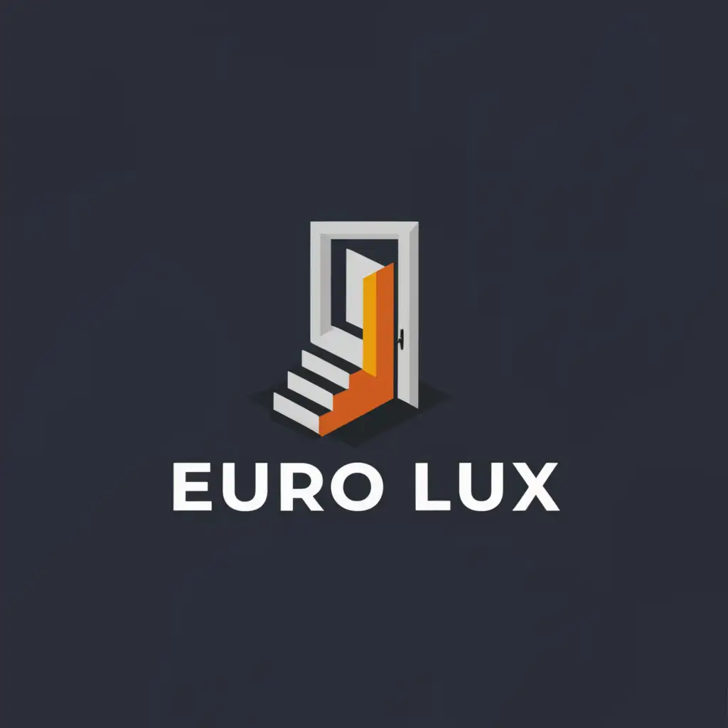 a logo design,with the text "EURO LUX", main symbol:Door and Staircase,Minimalistic,clear background