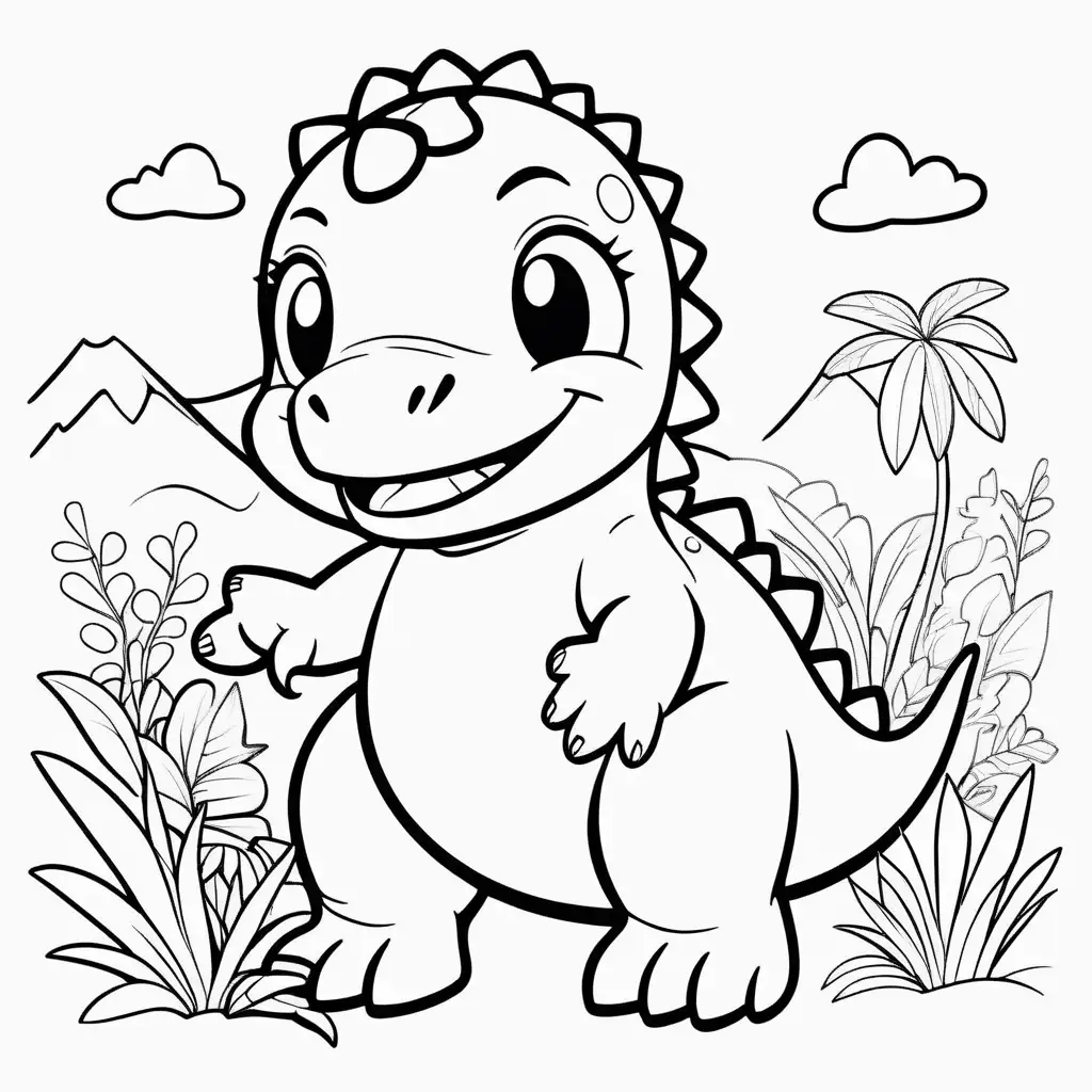coloring page cute dino