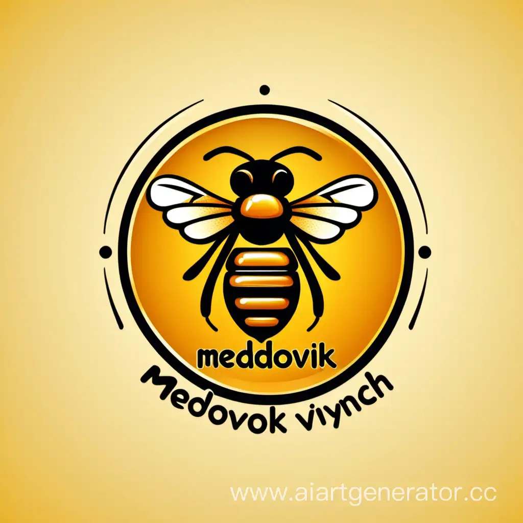 Medovik-Ivanych-Natural-Honey-Company-Logo-Beehive-Amidst-Wildflowers