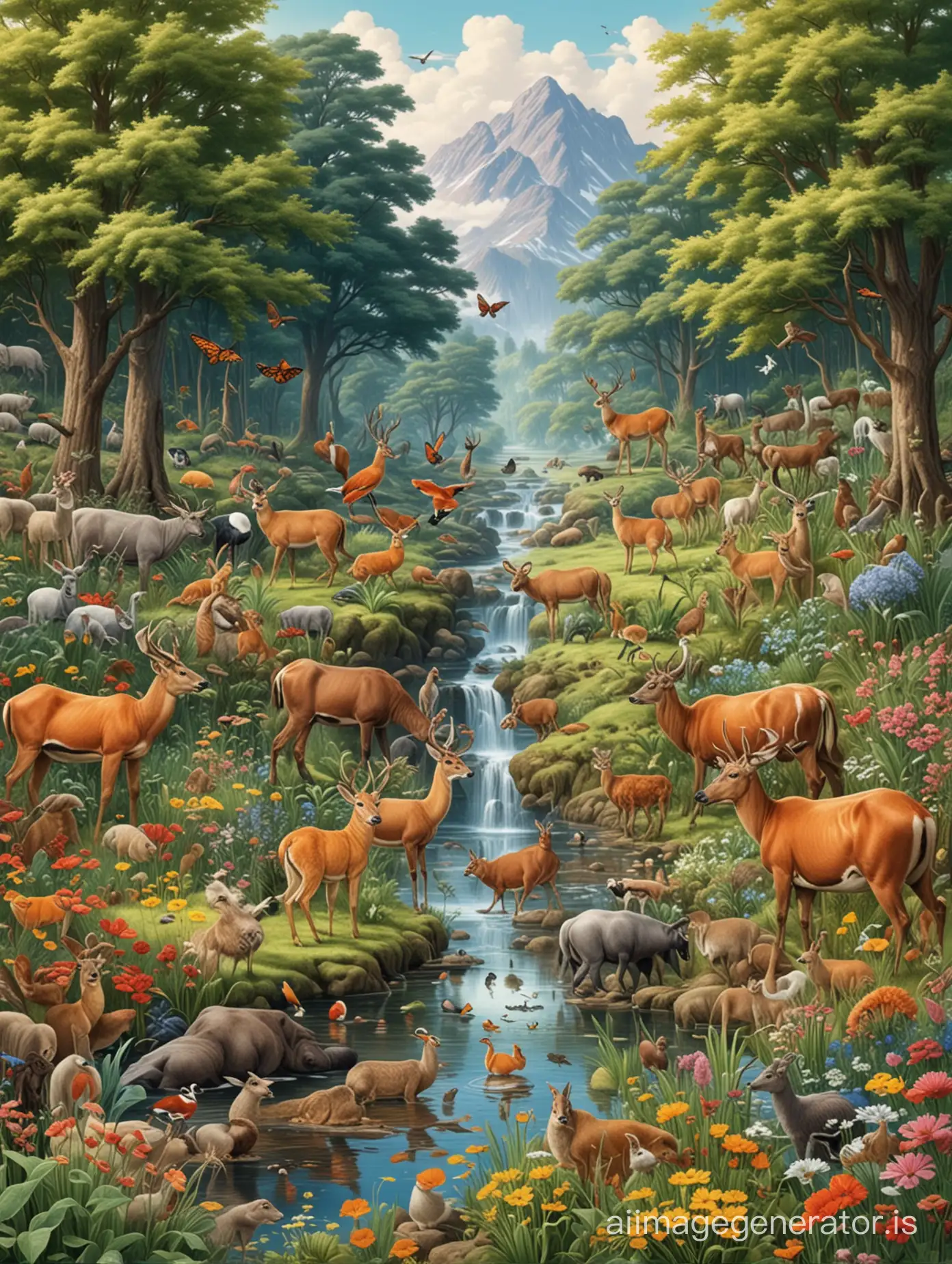 landscape biodiversity with variety animals