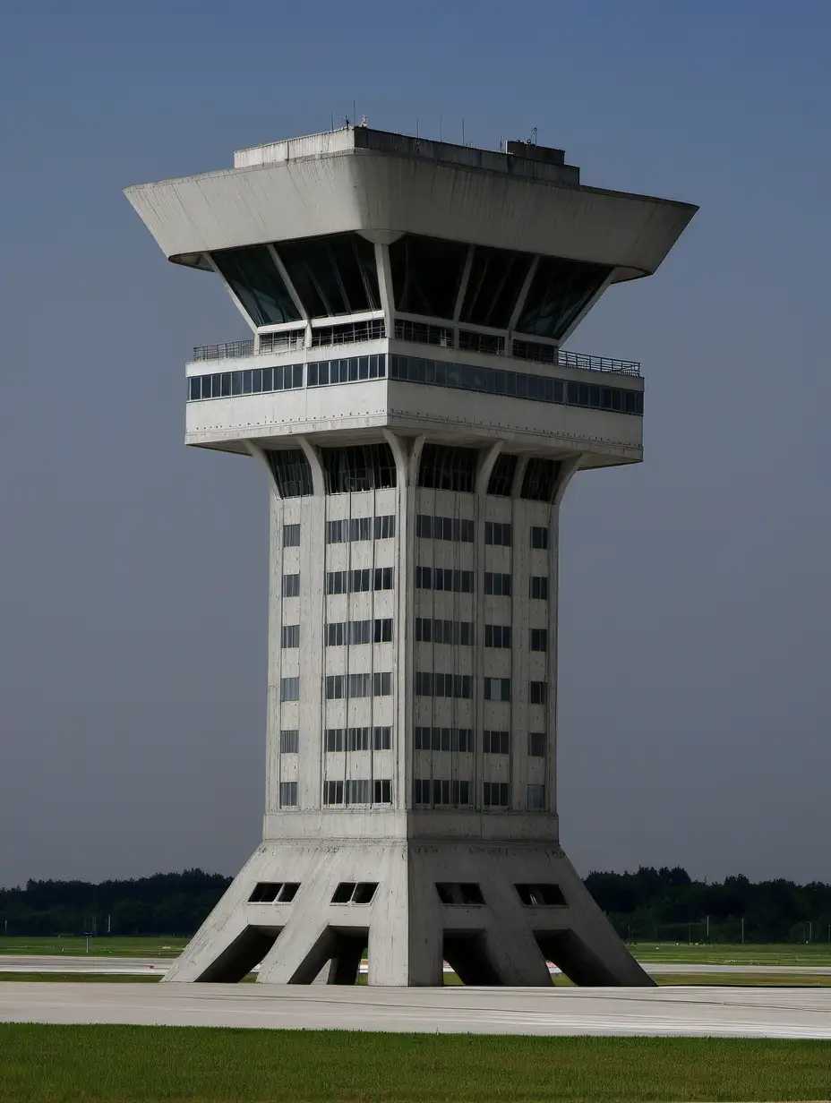 Modern Concrete Airfield Tower Architectural Marvel