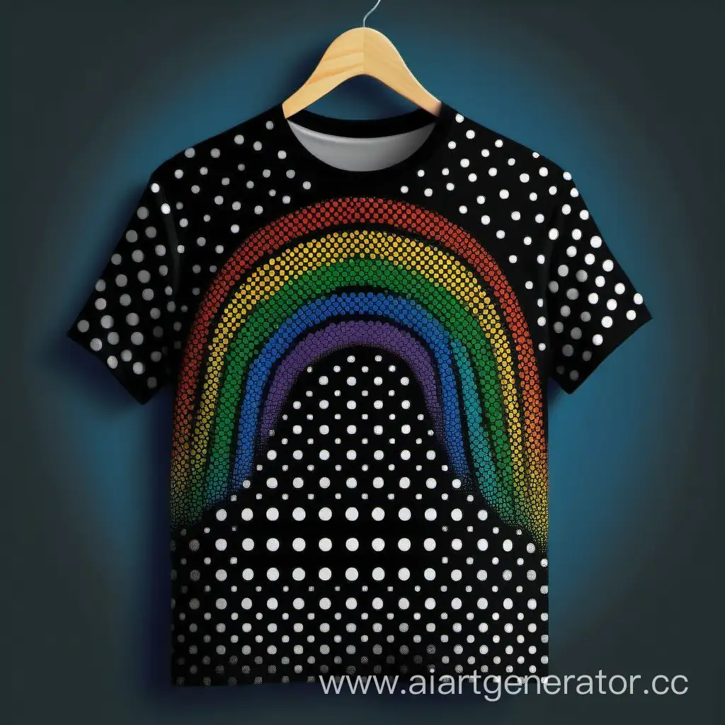 Stylish-Vector-TShirt-Design-Monochrome-Rainbow-Dotted-with-Blue-and-Dark-Green