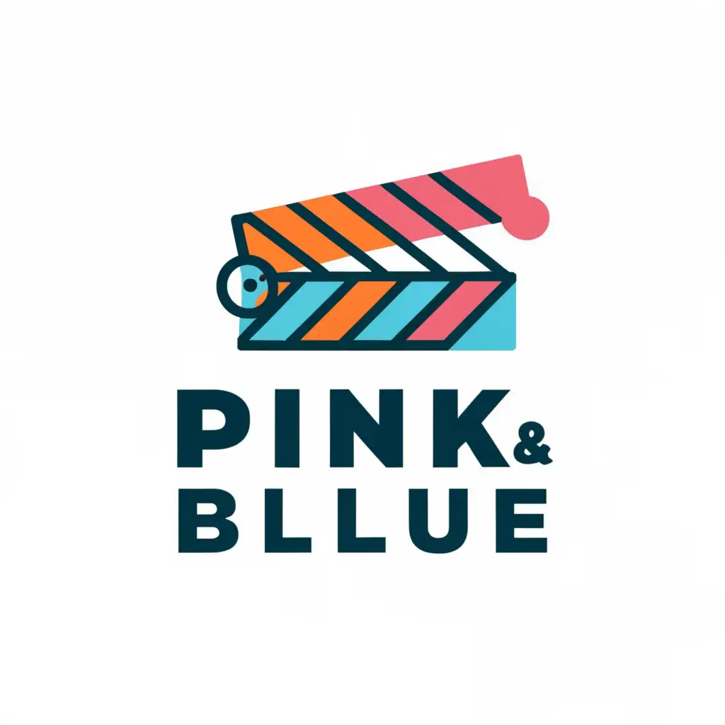 a logo design,with the text "Pink and Blue", main symbol:Clapperboard,Minimalistic,be used in Entertainment industry,clear background
