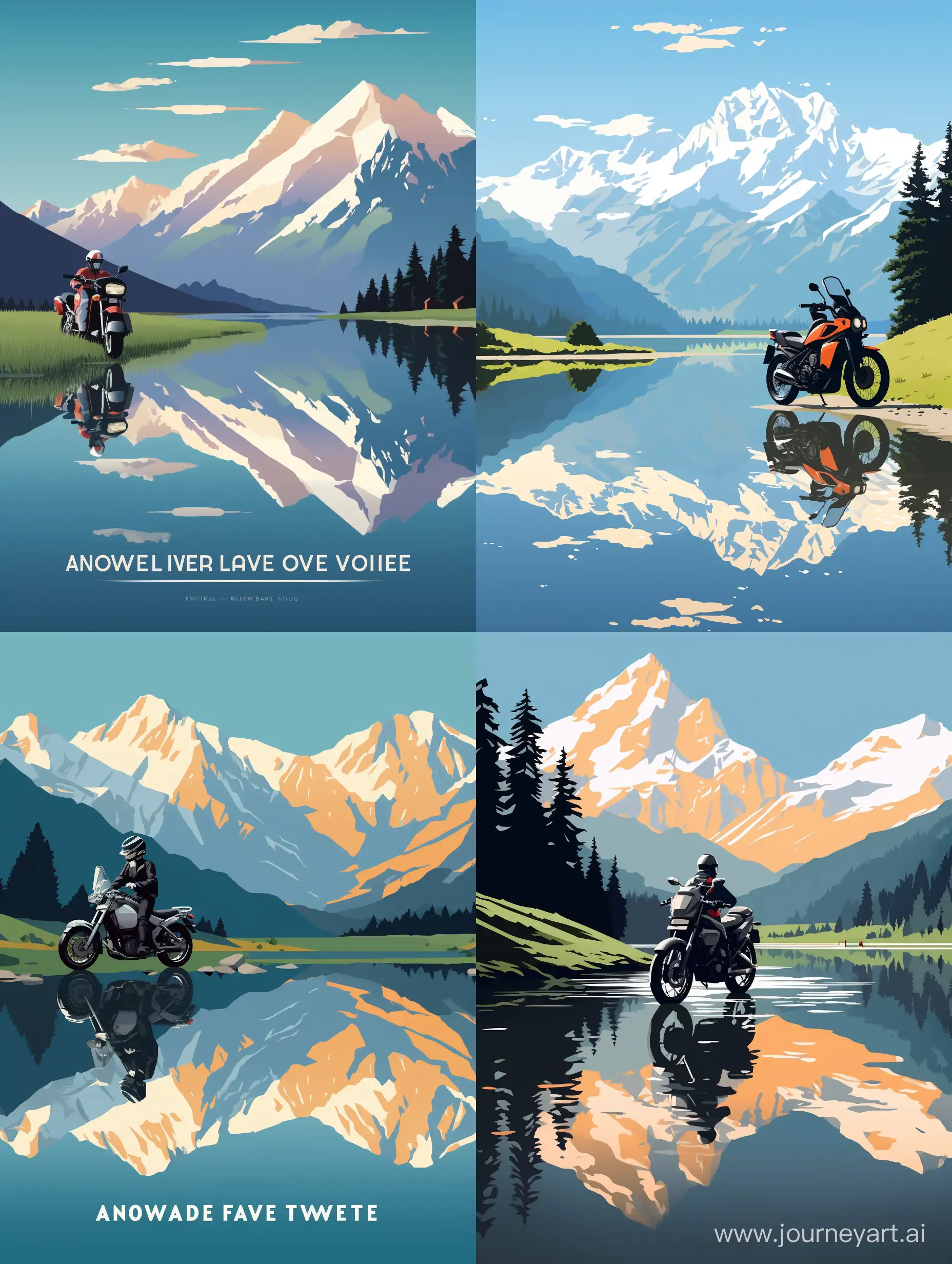 Alpine-Adventure-Serene-Mountain-Lake-Reflection-with-Motorbike