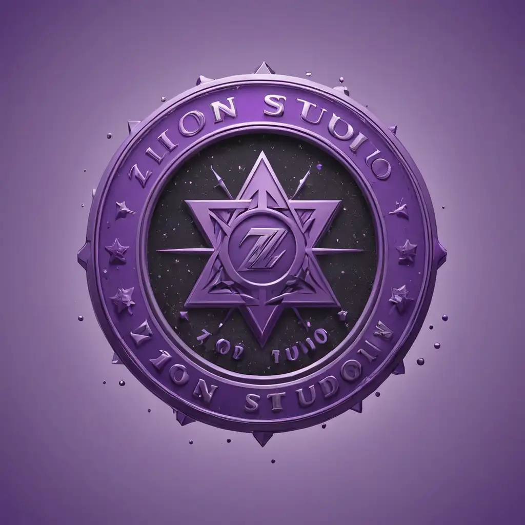 Crée un logo de studio de rap, le nom est « Zion studio », le logo doit être violet claire, il doit y avoir un planète inconnue