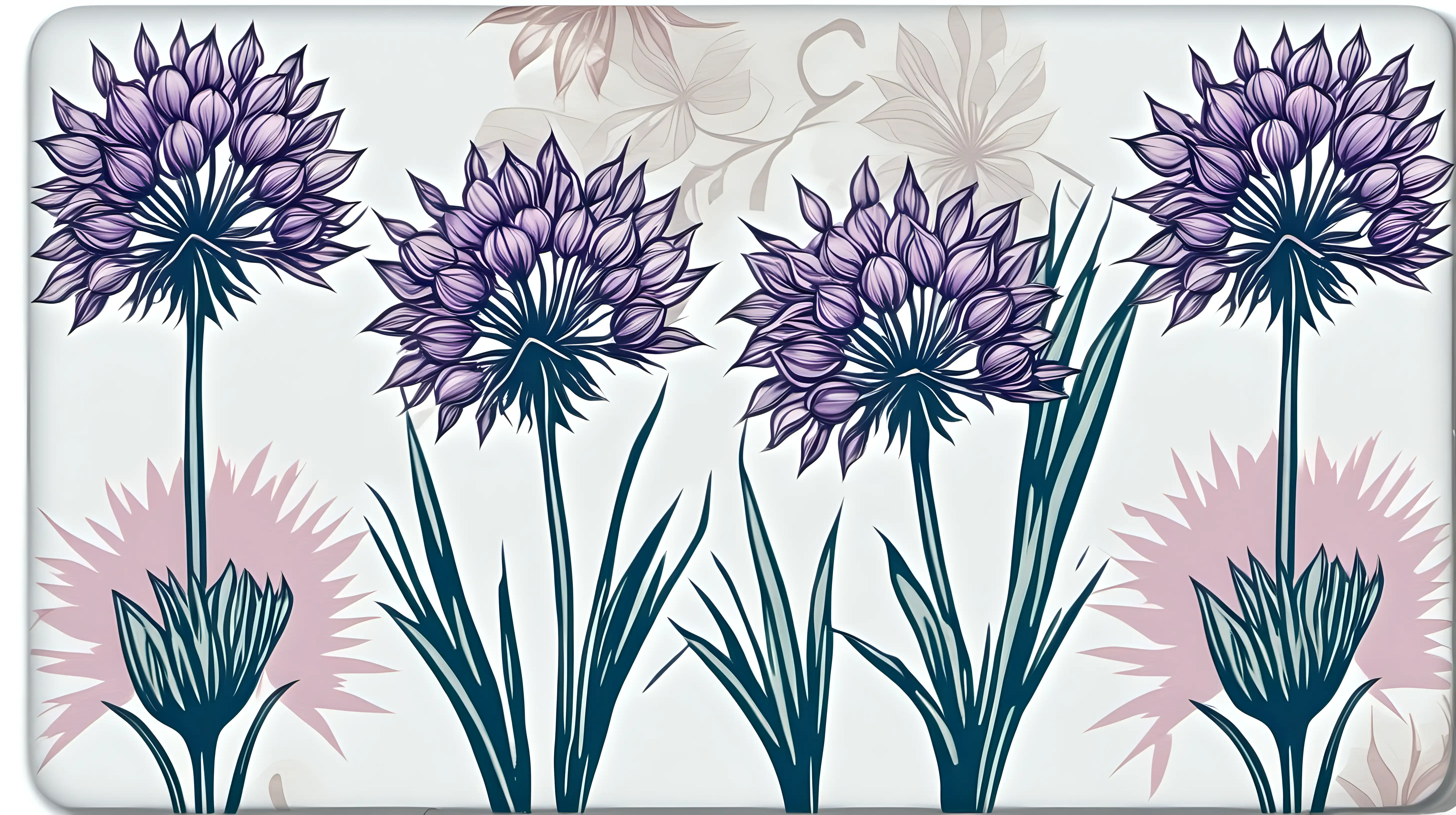 Pastel Watercolor Ornamental Onion Flowers Clipart on White Background Andy Warhol Inspired Tile