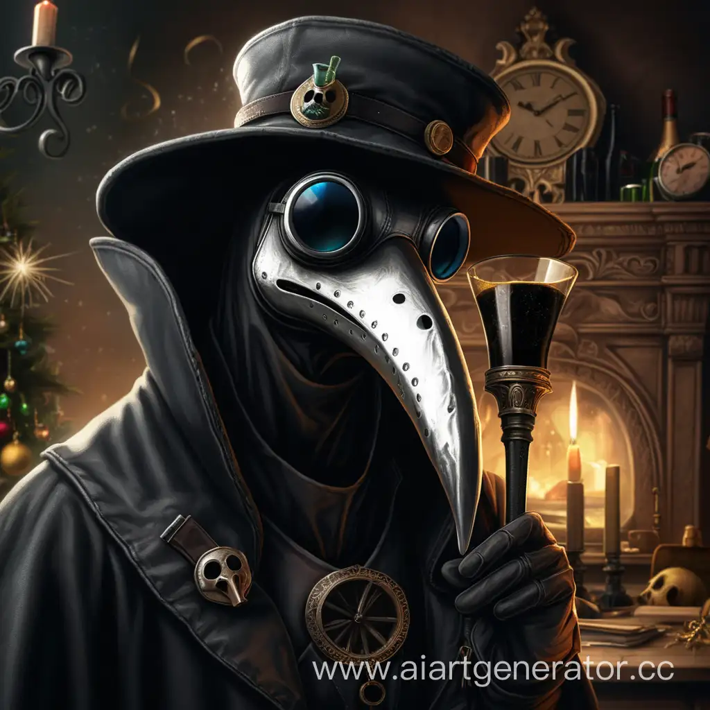 Eerie-Plague-Doctor-Celebrates-New-Year-in-Mysterious-Style