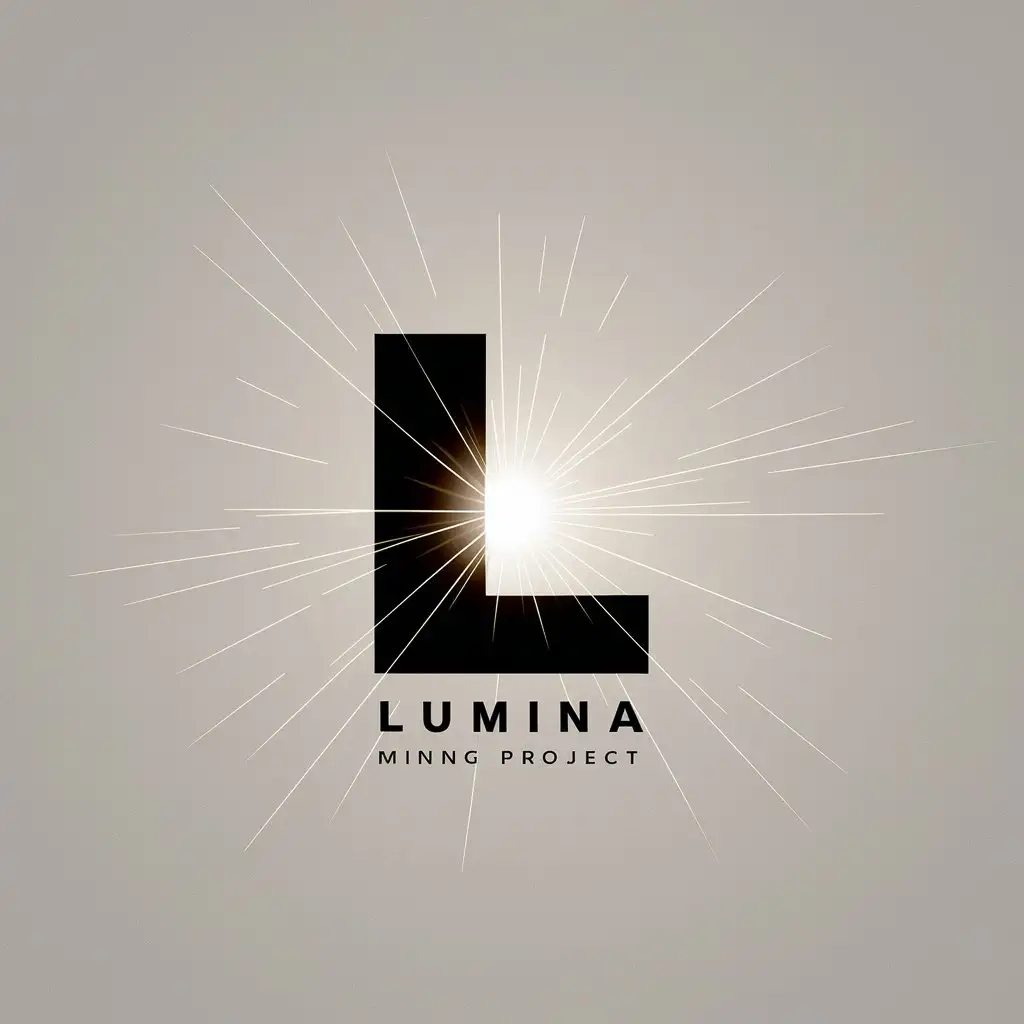 сделай векторный рисунок по майнинг проекту Lumina , по центру вспышкой должна быть выделена буква L, чтобы был минималистичный  дизайн , мало деталей 