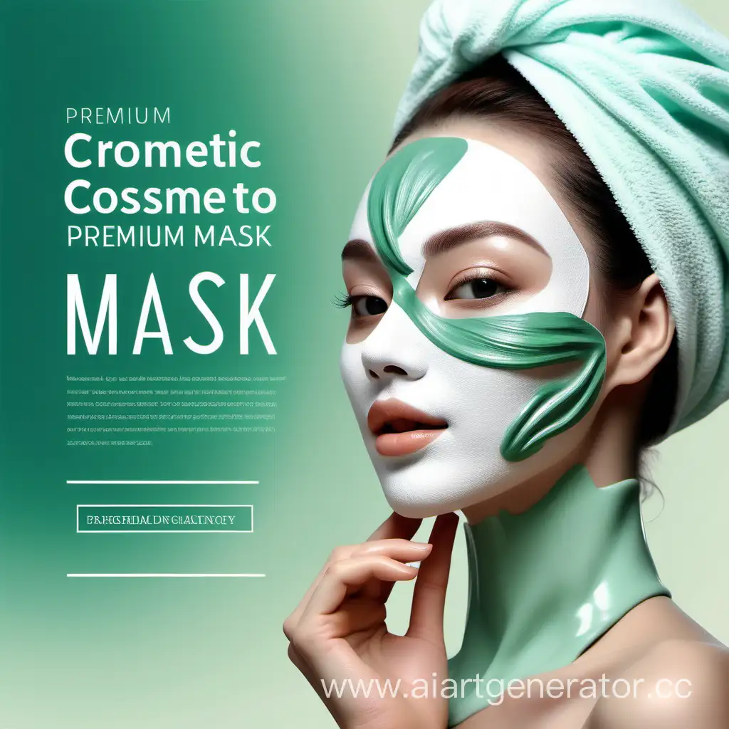 Банер для рекламы премиальных косметических крем масок в натуральном стиле с нотками природного зеленого цвета и морским цветом 

