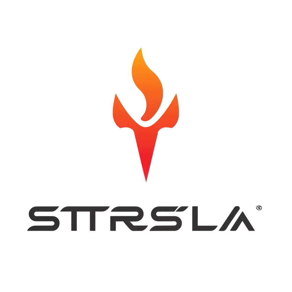a logo design,with the text "STRESLA", main symbol:Tesla on fire,Moderate,be used in Nonprofit industry,clear background