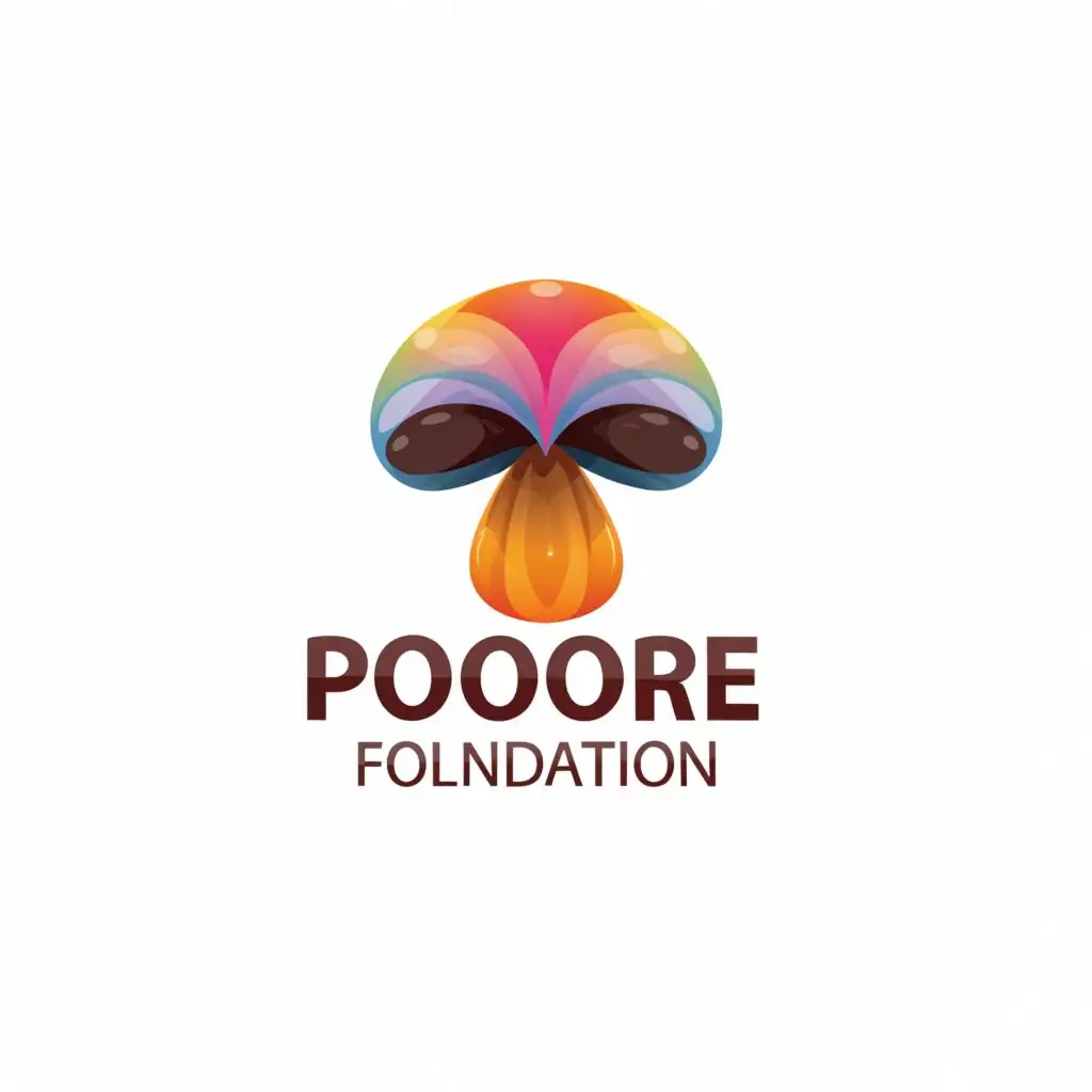 a logo design,with the text "POORE Foundation", main symbol:Mushroom psychedelics,Moderate,be used in Nonprofit industry,clear background