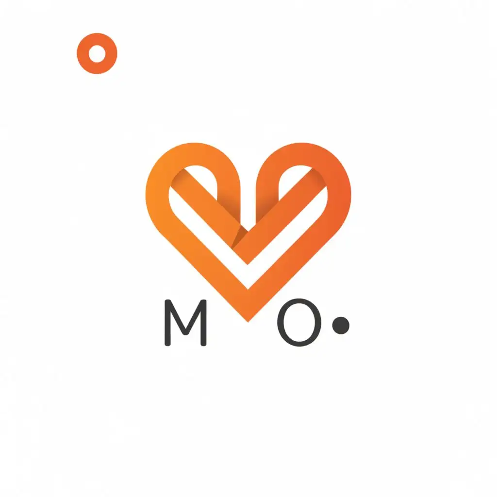 a logo design,with the text "M O", main symbol:Heart,Minimalistic,clear background